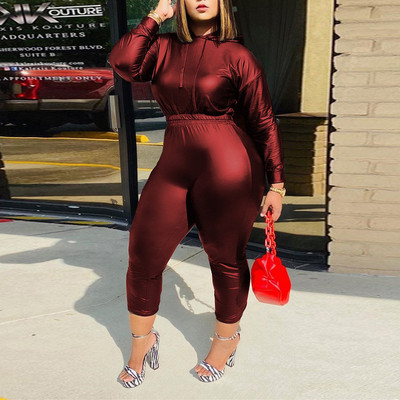 CM.YAYA Toamnă Iarnă Plus Size Streetwear Set Femei Hanorac cu mânecă lungă și pantaloni Trening Set Două Piese Ținute Fitness
