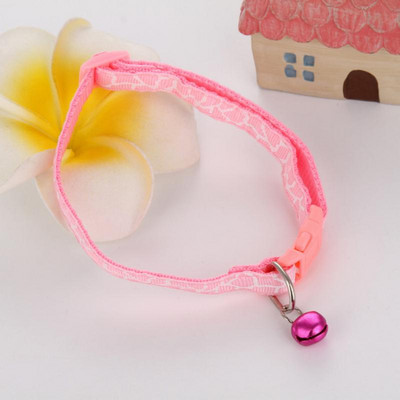 Guler reglabil pentru animale de companie cu clopoțel din desene animate colorate, accesorii pentru cățel, pisică, model de plasă, guler de siguranță, inel pentru clopot, colier pentru animale de companie
