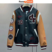Jachetă bomber cu broderie Za Bărbați, femei, piele Beetle High Street Baseball, haine de înaltă calitate, retro, PU, toamnă iarnă, nou