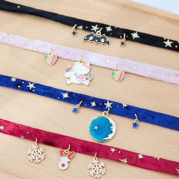 SM Velvet Bronzing Star Регулируема огърлица за котки Puppy Fishbone/Snowflake/Starry Sky Collar Chic Pets Supplies Accessories