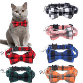 Κολιέ για γάτες και σκύλους με καρό σχέδιο με ρυθμιζόμενα περιλαίμια για γάτες με φιόγκο και καμπάνες Cute bowknot κολιέ κουτάβι γατάκι Αξεσουάρ για κατοικίδια