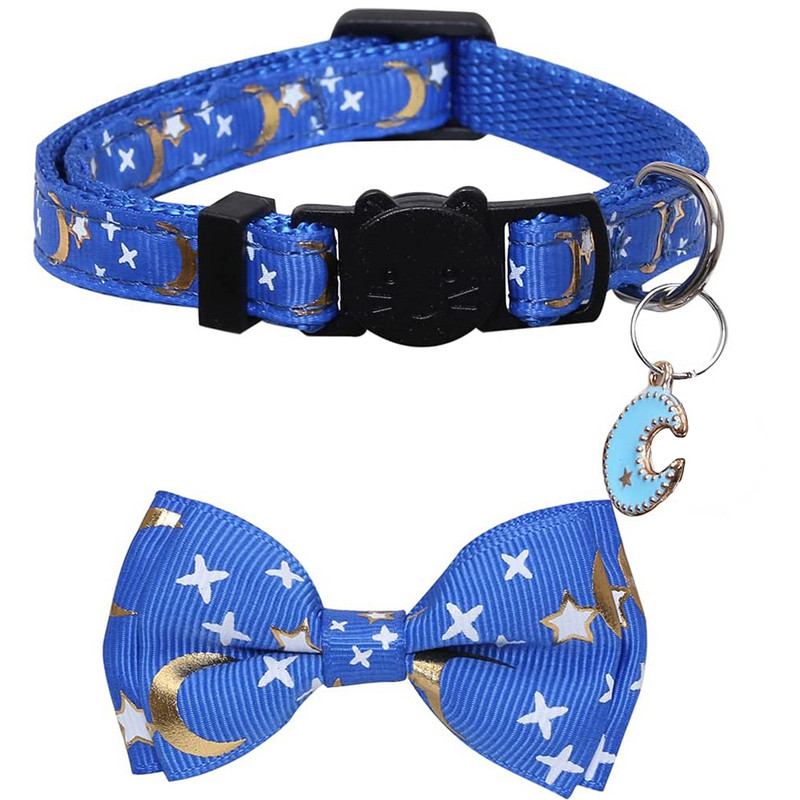 Κολάρο γάτας με καμπάνες που λάμπουν στο σκοτεινό αποσπώμενο παπιγιόν κολάροι με ρυθμιζόμενο ζεστό στάμπα για κατοικίδια γατάκια