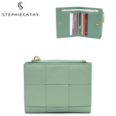 SC Fashion țesute  femei portofel scurt funcțional bifold portmoneu genți de bani femei șic mici suporturi de carduri multiple