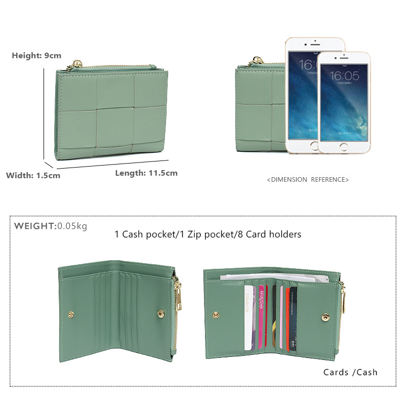 SC Fashion țesute  femei portofel scurt funcțional bifold portmoneu genți de bani femei șic mici suporturi de carduri multiple