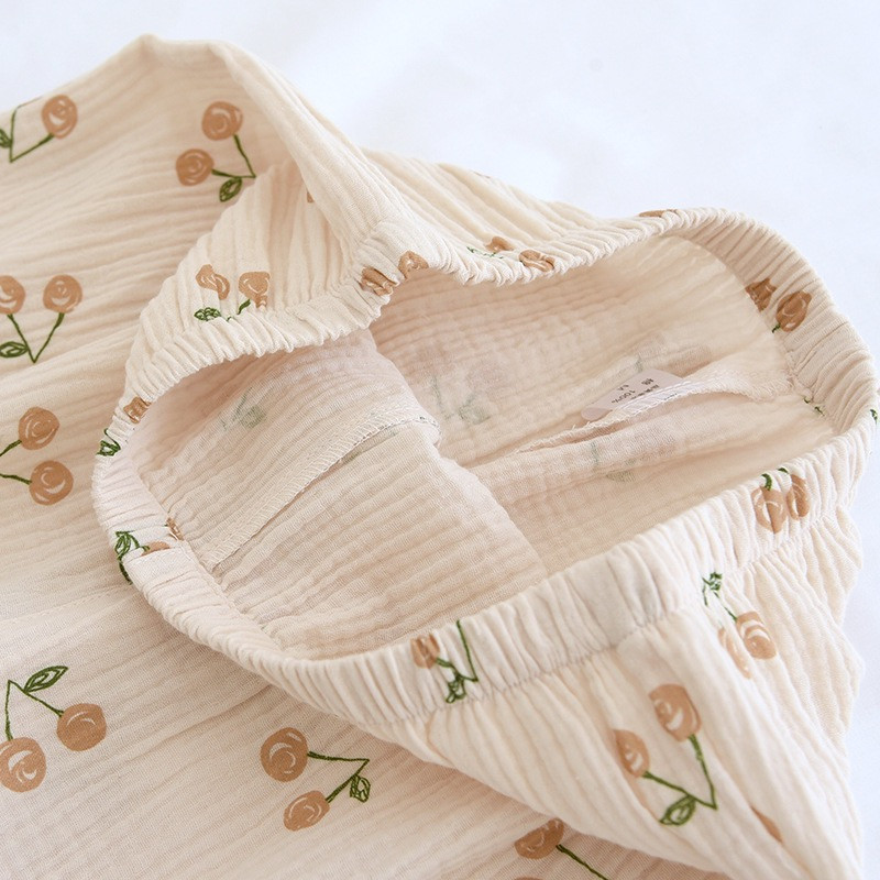 100% βαμβακερές γυναικείες πιτζάμες χειμωνιάτικο μακρυμάνικο παντελόνι πιτζάμες 2 τεμαχίων Sleepwear Autumn Loungewear Cherry print Γυναικεία ενδύματα σπιτιού