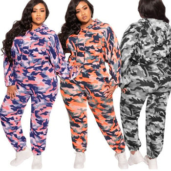 Plus Size Camouflage σετ δύο τεμαχίων Γυναικεία ρούχα Φούτερ Φούτερ Σετ Casual Jogger Fitness Outfits Who 3xl 4xl 5xl 6xl