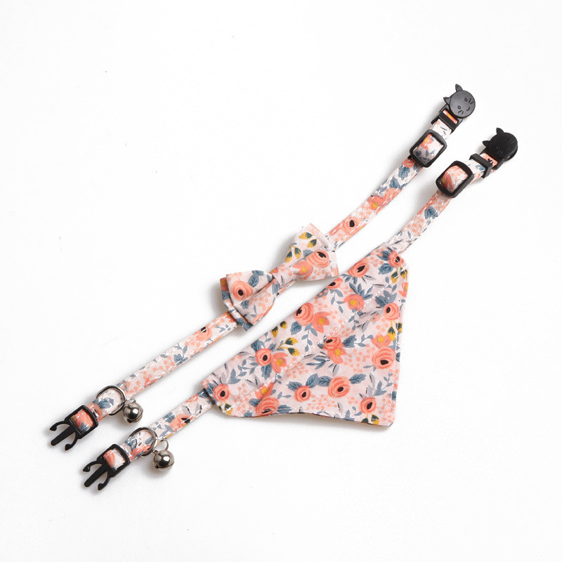 Χαριτωμένο κολάρο γάτας με παπιγιόν, σαλιάρες για γατάκια, μαλακό βαμβάκι, μοτίβο λουλουδιών, κουτάβι, κολιέ Chihuahua, αξεσουάρ μπαντάνα για κατοικίδια