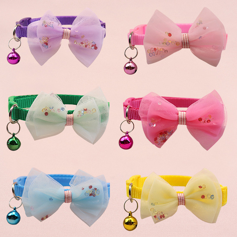 Πολύχρωμο χαριτωμένο κολάρο καμπάνας πεταλούδας με ρυθμιζόμενη πόρπη για γάτες Προσωποποιημένο ίχνος Universal κολάρο με φιόγκο για κατοικίδια με κουδούνι