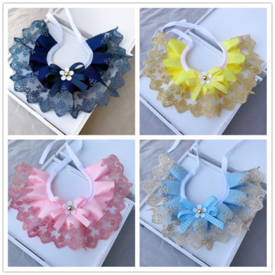 Fashion Bowknot Pet Seilėtinis Rankšluostis Naminių gyvūnėlių apykaklė Nėriniai Seilinukai Mieli Nėriniai Naminių gyvūnėlių antkakliai Seilinukai Gražūs šunų katės karoliai Dekoratyviniai antkakliai