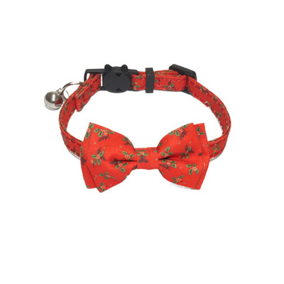 Χριστουγεννιάτικο κολάρο γάτας με χαριτωμένο παπιγιόν και λουλούδι καμπάνας για γατάκι με ρυθμιζόμενο κολάρο ασφαλείας για θηλυκές γάτες