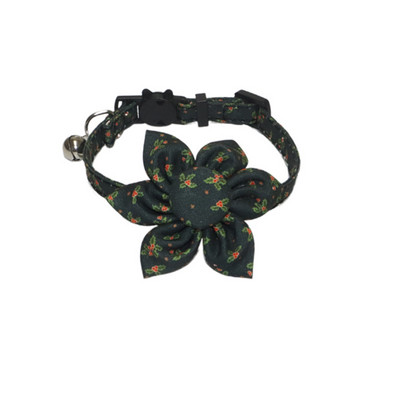 Χριστουγεννιάτικο κολάρο γάτας με χαριτωμένο παπιγιόν και λουλούδι καμπάνας για γατάκι με ρυθμιζόμενο κολάρο ασφαλείας για θηλυκές γάτες