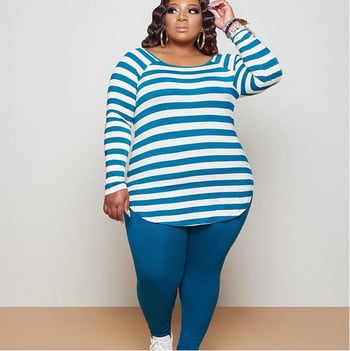 Plus Size 2 Τεμάχια Σετ Γυναικεία ριγέ τοπ και παντελόνια μολύβι Σετ Φθινοπωρινό μακρυμάνικο Γυναικείο φούτερ casual 3xl 4xl 5xl 6xl