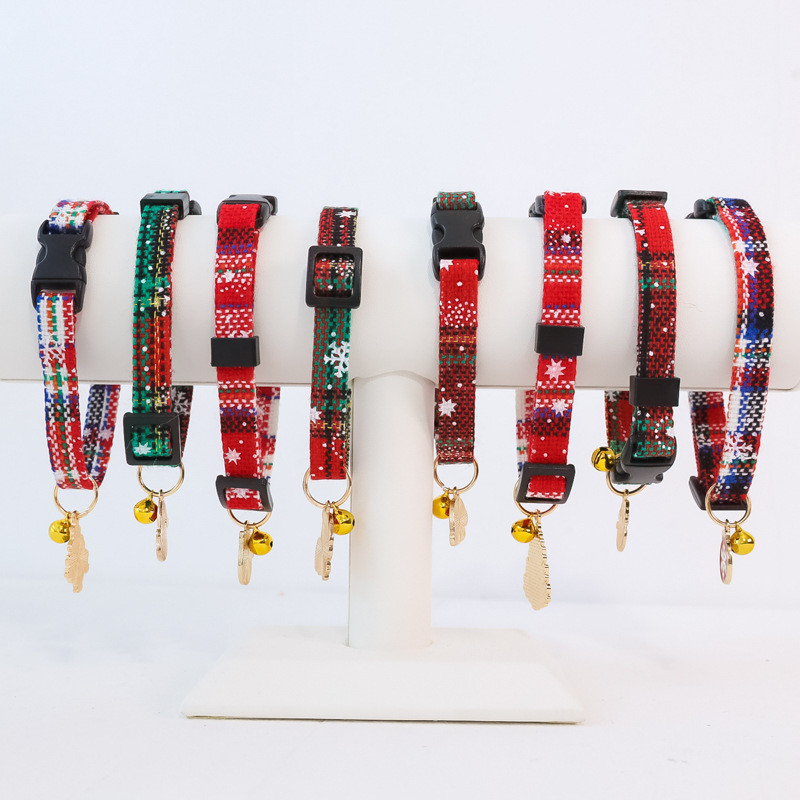 Περιλαίμια γάτας Χριστουγεννιάτικα Κολάρα για σκύλους και γάτες Αποσπώμενο κουδούνι ρυθμιζόμενο γιακά σκύλου και γάτας με παγιέτες προμήθειες για κατοικίδια