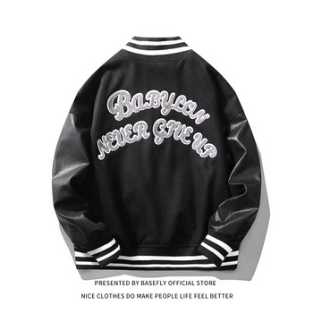 Пролет Есен Награда за стадион Letter B Embroidery University Baseball Bomber Jacket Men Unisex Women Couple Varsity Jacket Street