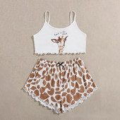 Suvised naiste magamisriided armsad koomiksiprintidega pidžaamakomplektid naistele, armas lühikeste varrukatega V-kaelus ja lühikesed püksid pidžaama