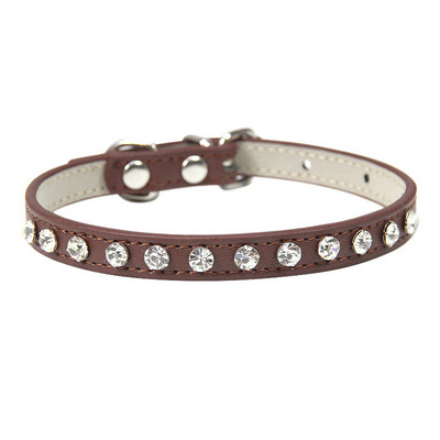 Super Shining Diamond Rhinestone Κολάρο γάτας Puppy Baby Dog Collar Δερμάτινο λουρί για γατάκι Αξεσουάρ Ρυθμιζόμενο κολάρο κουταβιού
