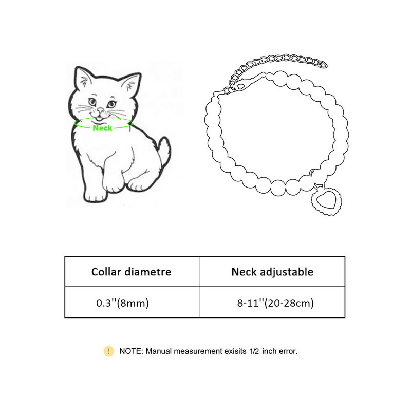 Luksuslik pärlikassi kaelakee reguleeritav kutsikakassi kaelarihm Bling lemmiklooma kaelakeed südamekristallripatsiga kassidele Lemmikloomatarvikud