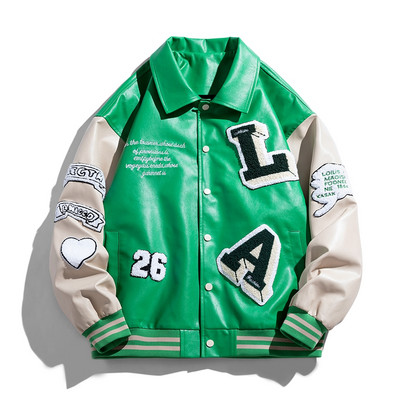Jachetă de varsity Harajuku cu broderie cu litere pentru bărbați, pardesiu pentru pilot de aer, paltoane de baseball, pentru bărbați, hip hop, pentru bărbați.