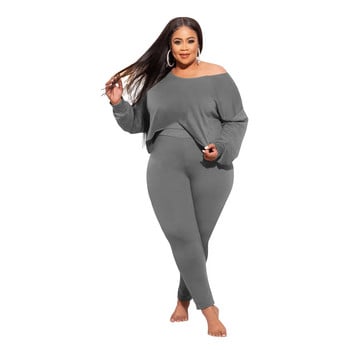 XL-5XL Χονδρική Dropshopping Plus Size Γυναικεία Ρούχα Σετ δύο τεμαχίων Φθινόπωρο 2021 Ακανόνιστα μπλουζάκια και παντελόνια 2 γυναικεία ρούχα