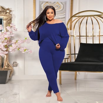 XL-5XL Χονδρική Dropshopping Plus Size Γυναικεία Ρούχα Σετ δύο τεμαχίων Φθινόπωρο 2021 Ακανόνιστα μπλουζάκια και παντελόνια 2 γυναικεία ρούχα