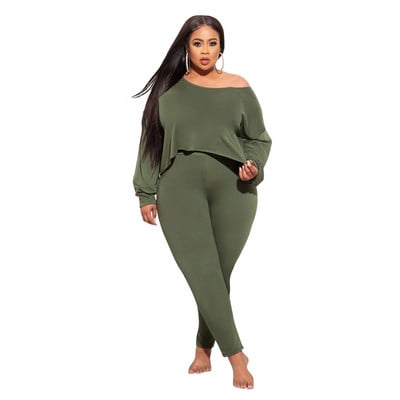 XL-5XL hulgimüük Dropshopping Plus Size naiste rõivad, kaheosaline komplekt, sügis 2021 ebaregulaarne ülaosa ja püksid, ülikonnad 2 naisele