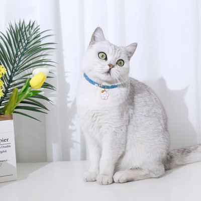 Floret medál macskadollár állítható kisállat cica biztonsági csatos nyaklánc nyakörv Bell Kawaii virág virággalléros kiegészítőkkel
