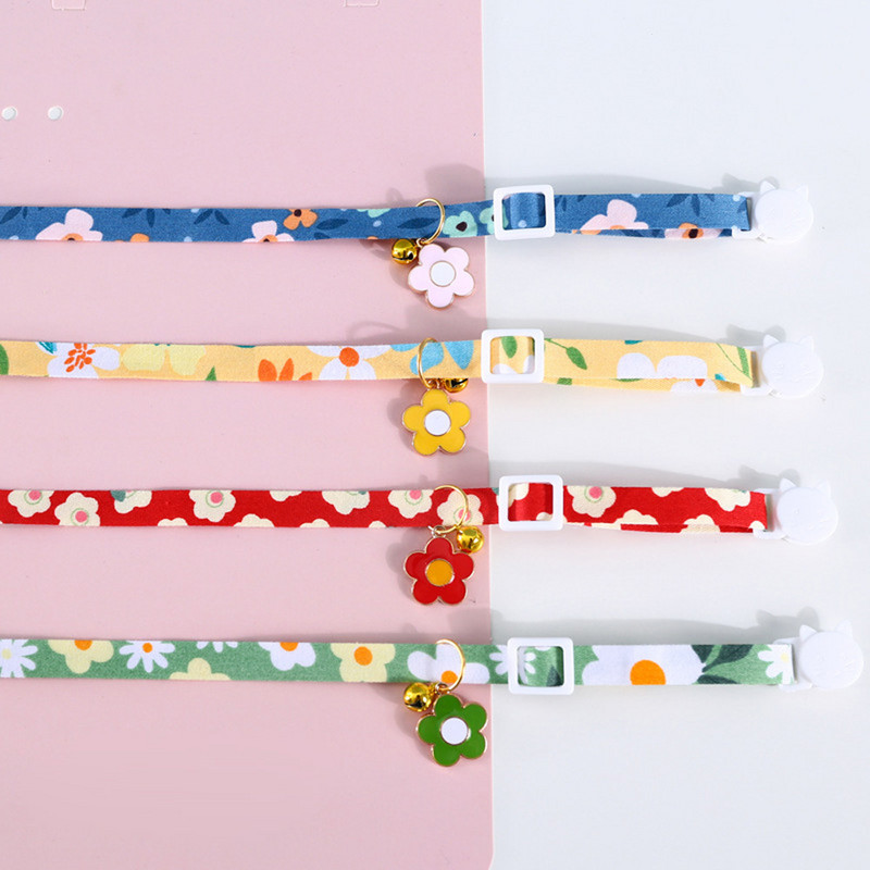 Pandantiv Floret Pisică Dolar Reglabil Pet Pisicuță Catramă de siguranță Colier Guler Cu Clopoțel Kawaii Flori Blossom Guler Accesorii