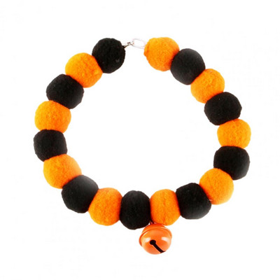 Guler pentru pisici decorat cu clopote Manopera rafinata Guler pentru animale de companie Guler rafinat pentru animale de companie de Halloween Colier cu bile de pluș pentru confort