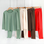 Haine de toamnă pentru femei, pantaloni lungi, set de două piese, 2023, iarnă caldă, cele mai noi, lenjerie de corp termică cu mâneci lungi, set de pijamale mari