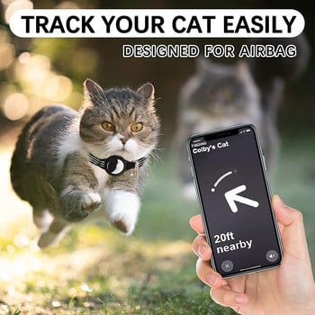 Нашийник за котки AirTag, вграден нашийник за котенца с държач за Apple AirTag, светлоотразителен GPS нашийник за котки със звънец, нашийници за котки за проследяване