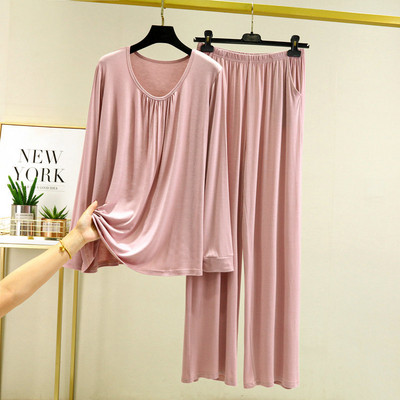 Modal Loose Fitting Home Wear Γυναικείο μακρυμάνικο τοπ μεγάλο casual παντελόνι Ανοιξιάτικο και φθινοπωρινό σε λεπτό στυλ πιτζάμες Σετ δύο τεμαχίων