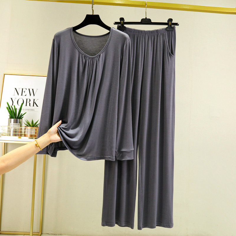 Modal Loose Fitting Home Wear Γυναικείο μακρυμάνικο τοπ μεγάλο casual παντελόνι Ανοιξιάτικο και φθινοπωρινό σε λεπτό στυλ πιτζάμες Σετ δύο τεμαχίων