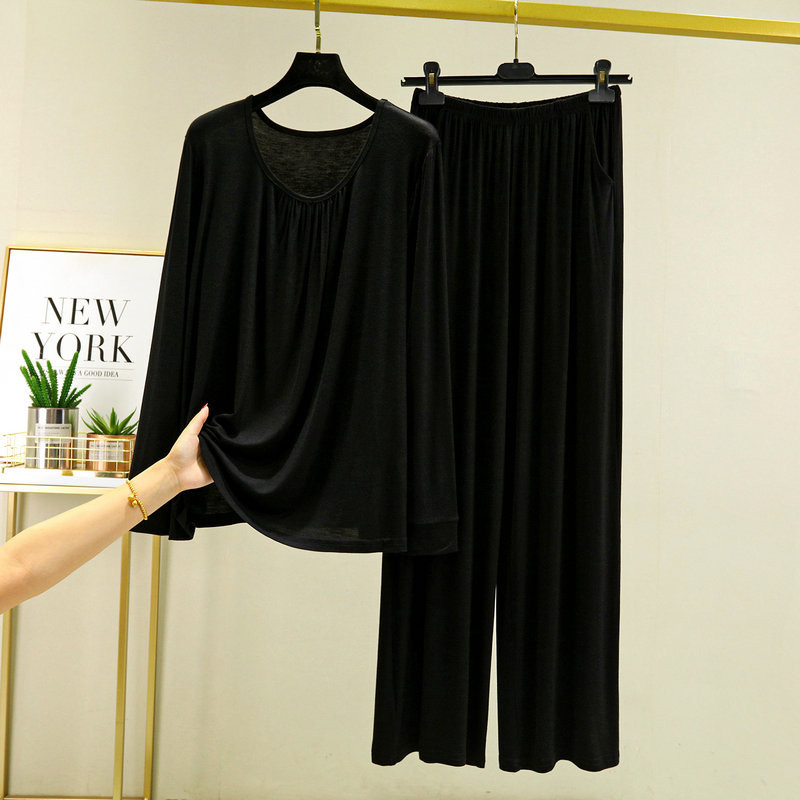 Modal Loose Fitting Home Wear Γυναικείο μακρυμάνικο τοπ μεγάλο casual παντελόνι Ανοιξιάτικο και φθινοπωρινό σε λεπτό στυλ πιτζάμες Σετ δύο τεμαχίων