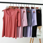 Σετ γυναικείες πιτζάμες Fdfklak XL-6XL Αμάνικα μπλουζάκια + σορτς δύο τεμάχια γυναικεία φόρμα μοντάλ βαμβακερά πυτζάμες συν μέγεθος πιτζάμες