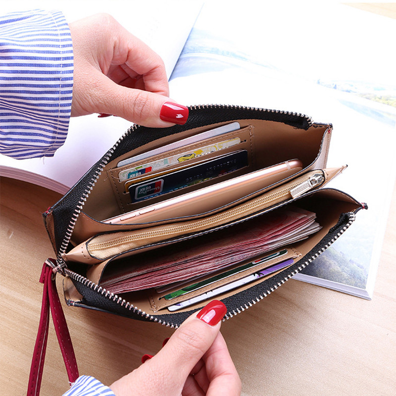 Női vintage olajviasz bőr cipzáras kuplung pénztárca női nagy kapacitású érme pénztárca női karszalagos egyszerű kártyatartó pénztárca