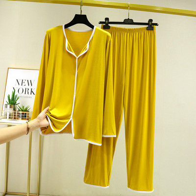 Suure suurusega CModali pükste pidžaamaülikond naistele kevadiseks ja sügiseks kodukandmiseks pikkade varrukatega püksid Kaheosaline pidžaamaülikond