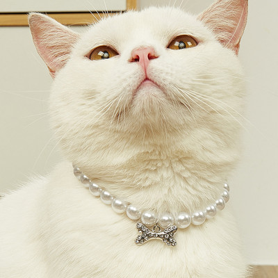 Adjustable Pet Pearl Necklace Accessories for Cats Gotas Animals Fashion Rhinestones Sphynx Cat Collar Kitten Dog collier chat