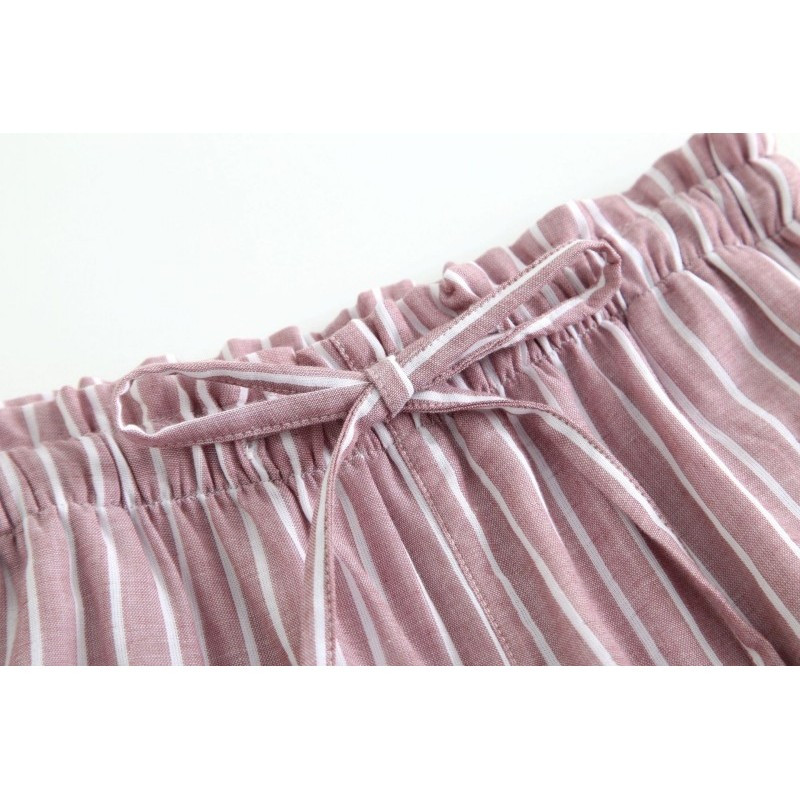 Άνοιξη φθινόπωρο 2023 Γυναικείες 100% βαμβακερές πάτους ύπνου Γυναικεία νυχτερινά παντελόνια Γυναικεία casual ριγέ παντελόνια πιτζάμα Παντελόνι για το σπίτι στο σπίτι