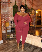 Salopetă Waterarea cu mâneci lungi, cu decolteu în V adânc, sexy, pentru petrecere, în club, cu mâneci lungi.