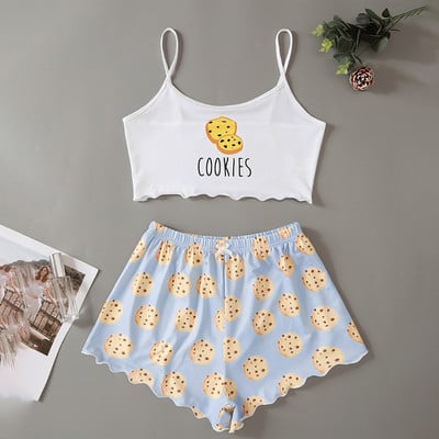 2 tk. Uus naiste pidžaama suvine multikas naiste pidžaamaülikond Seksikad lühikesed püksid Naiste koduriided Seksikas pesu Naiste pidžaamaülikond