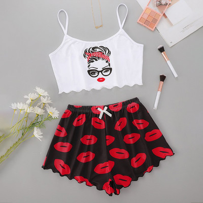 2 tk. Uus naiste pidžaama suvine multikas naiste pidžaamaülikond Seksikad lühikesed püksid Naiste koduriided Seksikas pesu Naiste pidžaamaülikond