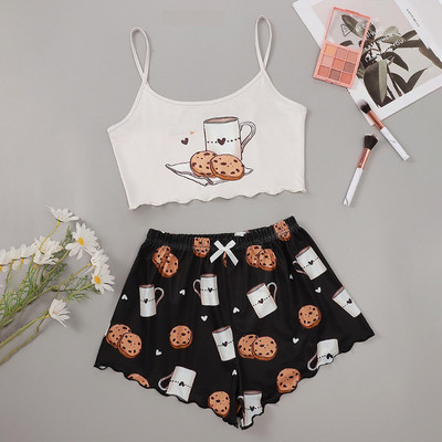 2 tk. Uus naiste pidžaama suvine multikas naiste pidžaamaülikond Seksikad lühikesed püksid Naiste koduriided Seksikas pesu Naiste pidžaamaülikond