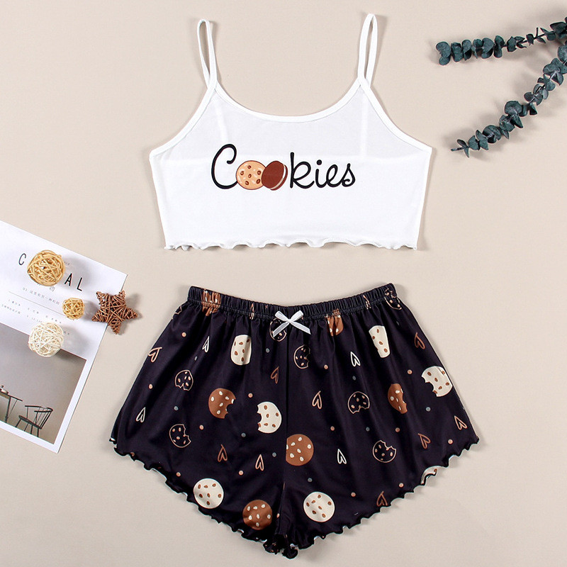 2 tk. Uus naiste pidžaama suvine multikas naiste pidžaamaülikond Seksikad lühikesed püksid Naiste koduriided Seksikas pesu Naiste pidžaamaülikond