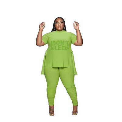 L-5XL 2023 naujas mados plius dydžio dviejų dalių rinkinys pavasario vasaros moteriškų drabužių marginimas trumpomis rankovėmis, laisvalaikio kelnių kostiumas, moteriška apranga