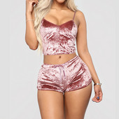 2tk Moodsad naiste sametist magamisriided Seksikad spagetirihmaga lühikesed püksid Naiste magamisriiete varrukateta pidžaamakomplektid