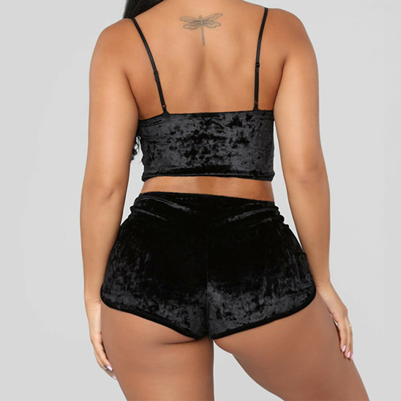 2tk Moodsad naiste sametist magamisriided Seksikad spagetirihmaga lühikesed püksid Naiste magamisriiete varrukateta pidžaamakomplektid