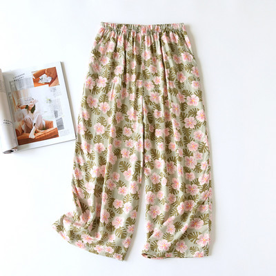 Φαρδύ γυναικείο παντελόνι για το σπίτι 2022 Νέο λουλουδάτο εμπριμέ παντελόνι ύπνου Άνετο μαλακό καλοκαιρινό σαλονάκι Παντελόνι πιτζάμες Casual Plus Size