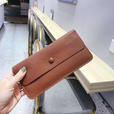 Дамски дълъг портфейл от Луксозна тънка чанта за дамска мода от кожа, портмоне за кредитна карта