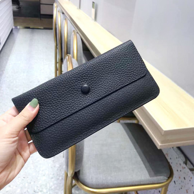 Дамски дълъг портфейл от Луксозна тънка чанта за дамска мода от кожа, портмоне за кредитна карта