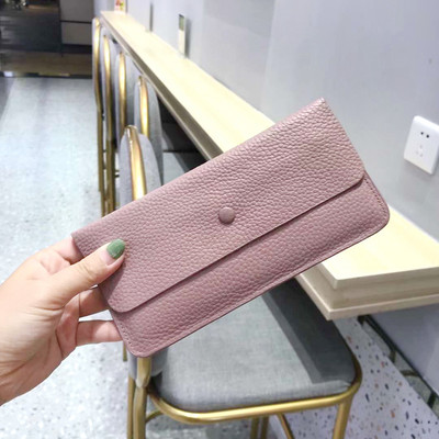 Дамски дълъг портфейл от Луксозна тънка чанта за дамска мода от кожа, портмоне за кредитна карта
